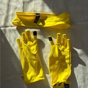 lululemon athletica Yellow Running Gloves with Headband